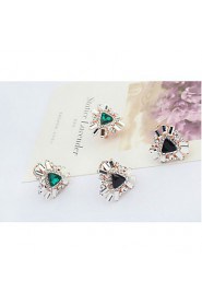 Hot Sale Mix Colors Triangle Shaped Rhinestone Stone Alloy Stud Earrings Women's / Couples' / Unisex Acrylic Earrings