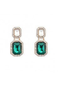 Real Brand Design Fashion Cute Charm Double Square Rhinestone Drop Earrings Fine Jewelry For Women