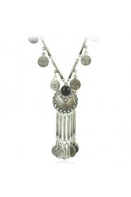 New Retro Antique Silver Color Tibetan style Long Coins Boho Necklace Tassel Pendant Necklace for women jewelry