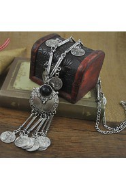 New Retro Antique Silver Color Tibetan style Long Coins Boho Necklace Tassel Pendant Necklace for women jewelry