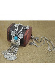 New Retro Antique Silver Color Tibetan style Long Coins Boho Necklace Tassel Pendant Necklace for women jewelry