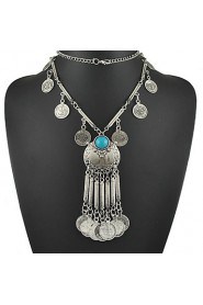 New Retro Antique Silver Color Tibetan style Long Coins Boho Necklace Tassel Pendant Necklace for women jewelry