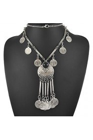 New Retro Antique Silver Color Tibetan style Long Coins Boho Necklace Tassel Pendant Necklace for women jewelry