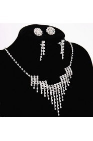 Wedding/Party Jewelry Sets Crystal Chain Necklace Ring Bracelet Earrings Sets with 2 Pairs of Rhinestone Earrings