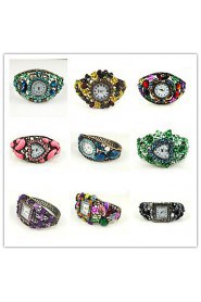 Round Shape Quartz Movement With Cubic Zirconia Bracelet Watch