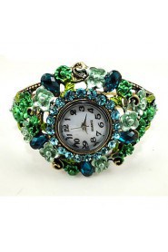 Round Shape Quartz Movement With Cubic Zirconia Bracelet Watch