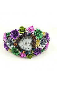 Round Shape Quartz Movement With Cubic Zirconia Bracelet Watch