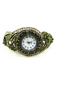 Round Shape Quartz Movement With Cubic Zirconia Bracelet Watch