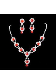 Wedding Bridal Bridesmaid Crystal Necklace Earrings Jewelry Set