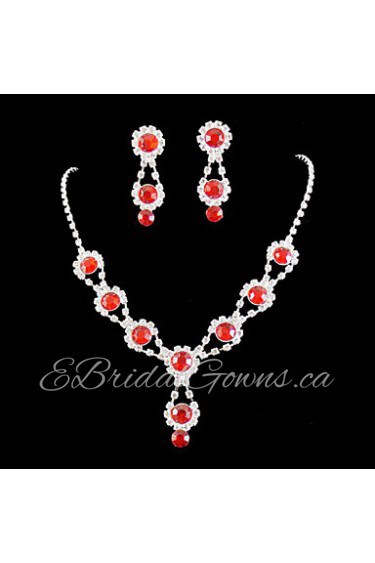 Wedding Bridal Bridesmaid Crystal Necklace Earrings Jewelry Set