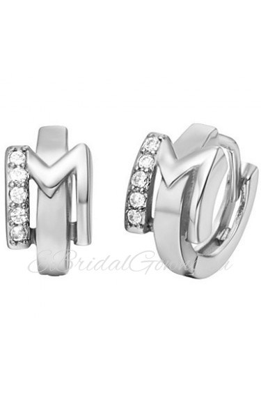 Special Silver And Gold Plated With Cubic Zirconia Letter "M" Women's Earring(More Colors)