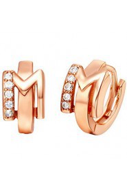 Special Silver And Gold Plated With Cubic Zirconia Letter "M" Women's Earring(More Colors)