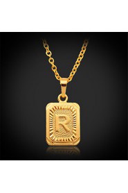 Cute R Alphabet RIGHT Pendant Necklace Women's 18K Real Gold Plated Choker Chain Jewelry for Women