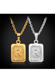 Cute R Alphabet RIGHT Pendant Necklace Women's 18K Real Gold Plated Choker Chain Jewelry for Women