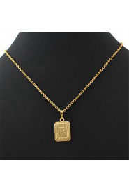 Cute R Alphabet RIGHT Pendant Necklace Women's 18K Real Gold Plated Choker Chain Jewelry for Women