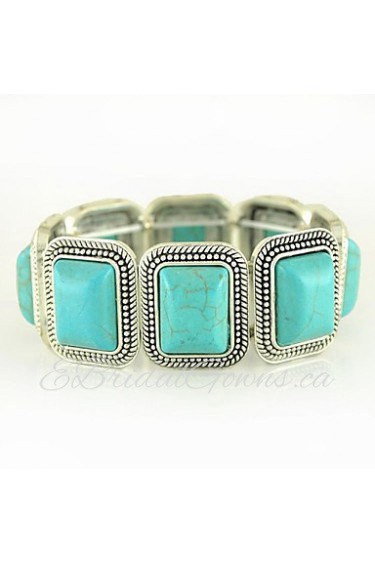 Women's Round Bangles Bracelet Alloy Turquoise