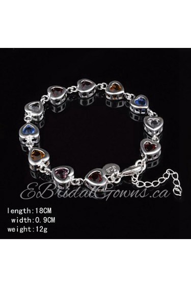 Fashion Sterling Silver Multicolor CubicZirconia Women's Bracelet