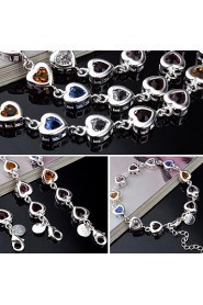 Fashion Sterling Silver Multicolor CubicZirconia Women's Bracelet