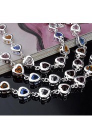 Fashion Sterling Silver Multicolor CubicZirconia Women's Bracelet