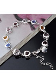 Fashion Sterling Silver Multicolor CubicZirconia Women's Bracelet