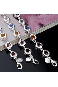 Fashion Sterling Silver Multicolor CubicZirconia Women's Bracelet