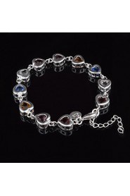 Fashion Sterling Silver Multicolor CubicZirconia Women's Bracelet