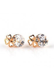 Brass With Cubic Zirconia Stud Earrings