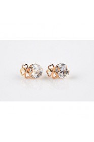 Brass With Cubic Zirconia Stud Earrings