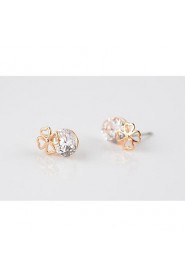 Brass With Cubic Zirconia Stud Earrings