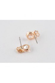 Brass With Cubic Zirconia Stud Earrings