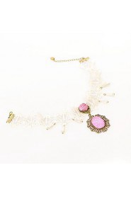 Fashion Pink Gem Drip Pearl Necklace