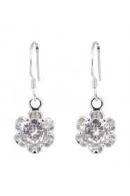 Charming Platinum Plated Flower Design Cubic Zirconia Earrings