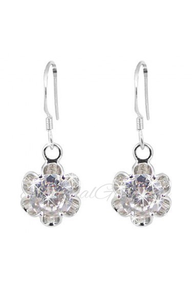 Charming Platinum Plated Flower Design Cubic Zirconia Earrings