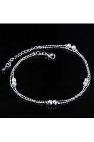 Women's Fashion Platinum Plated Double Ball Anklets