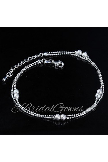 Women's Fashion Platinum Plated Double Ball Anklets