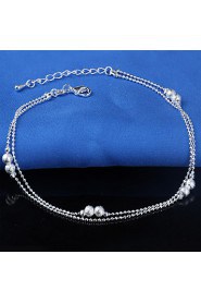 Women's Fashion Platinum Plated Double Ball Anklets