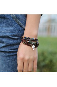 Vintage Style Genuine Leather Foreign Trade Hot Sales Bracelet(Brown)(1Pc)