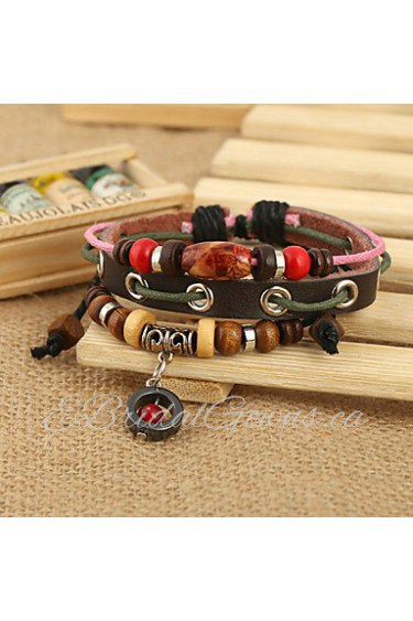 Fashion Genuine Leather Adjustable Bracelet(Brown)(1Pc)