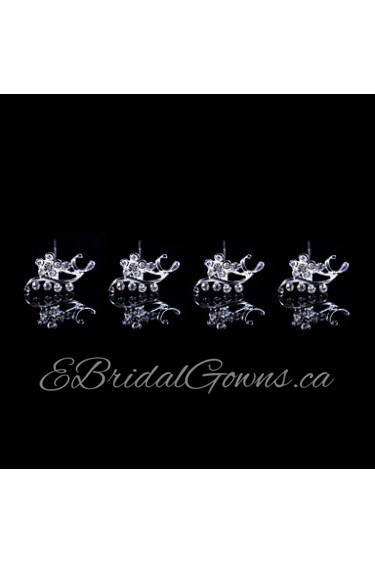 Fashion Alloy Hairpins With Rhinestone Wedding/Party Headpiece(Set of 4)