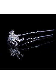 Fashion Alloy Hairpins With Rhinestone Wedding/Party Headpiece(Set of 4)