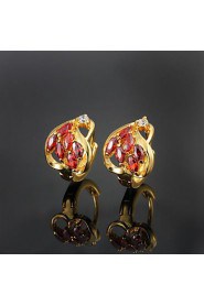 Amazing Brass Yellow Gold Plated with Cubic Zirconia Girls' Earrings(More Colors)