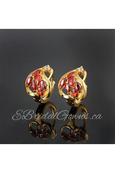 Amazing Brass Yellow Gold Plated with Cubic Zirconia Girls' Earrings(More Colors)