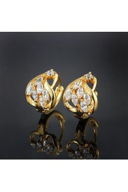 Amazing Brass Yellow Gold Plated with Cubic Zirconia Girls' Earrings(More Colors)