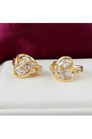 Amazing Brass Yellow Gold Plated with Cubic Zirconia Girls' Earrings(More Colors)