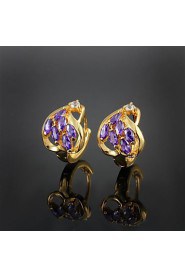 Amazing Brass Yellow Gold Plated with Cubic Zirconia Girls' Earrings(More Colors)