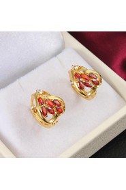 Amazing Brass Yellow Gold Plated with Cubic Zirconia Girls' Earrings(More Colors)