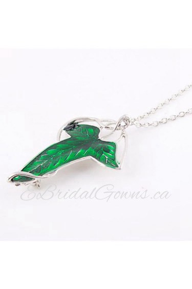 Fashion Leaf Shape Green Alloy Movie Pendant Necklace(1 Pc)