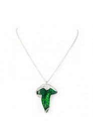 Fashion Leaf Shape Green Alloy Movie Pendant Necklace(1 Pc)