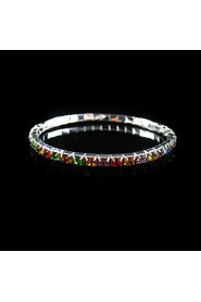 Multicolor Ladies' Rhinestone Wedding Tennis In Silver Alloy