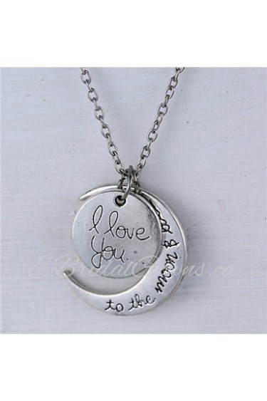 Alloy Moon and Heart I Love You to the Moon and Back Necklace(More Colors)